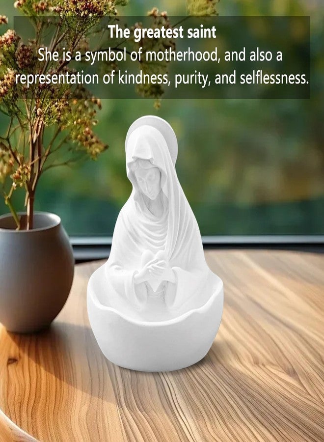 fowfeuk Statue of The Virgin Mary, Souvenir of The Virgin Mary, Bead Stand, Catholic Women's Gift, Religious Home Decoration, 5-inch Blessed Mother Resin Statue - Image 3